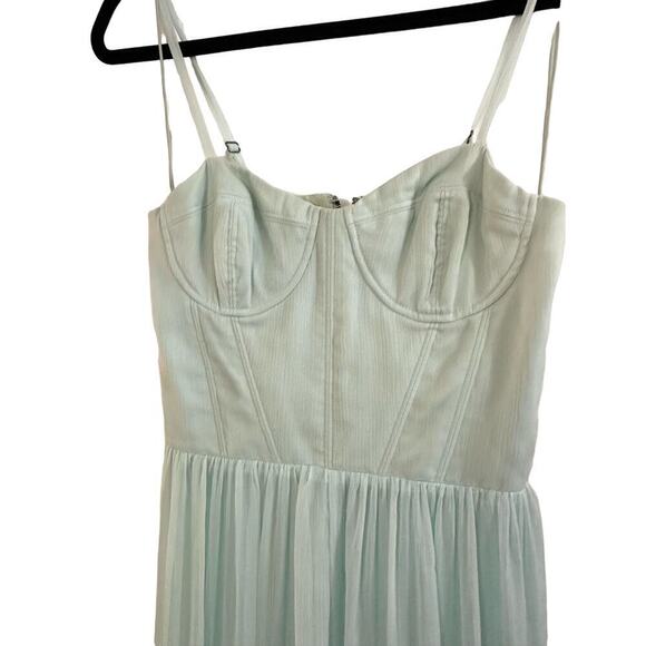ALICE + OLIVIA Mint Silk Chiffon Corset-Look Maxi Dress Coquette - Sz 2 - Picture 2 of 6